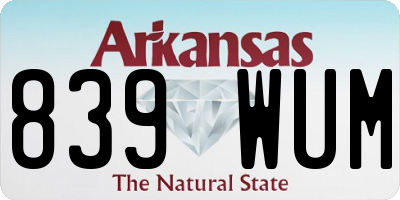 AR license plate 839WUM