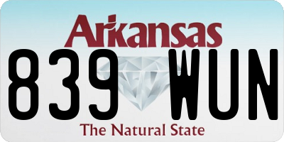 AR license plate 839WUN