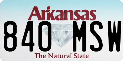 AR license plate 840MSW
