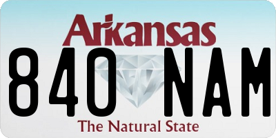 AR license plate 840NAM