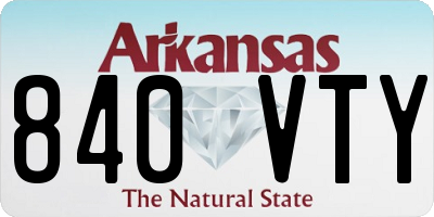 AR license plate 840VTY