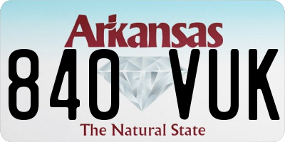AR license plate 840VUK