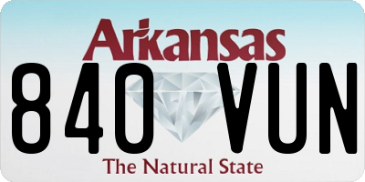 AR license plate 840VUN
