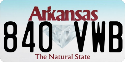 AR license plate 840VWB