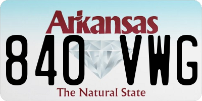AR license plate 840VWG