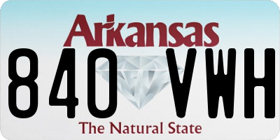 AR license plate 840VWH