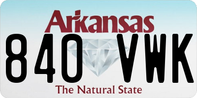AR license plate 840VWK