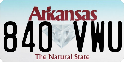 AR license plate 840VWU