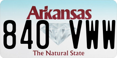 AR license plate 840VWW