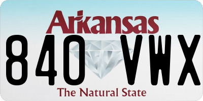 AR license plate 840VWX