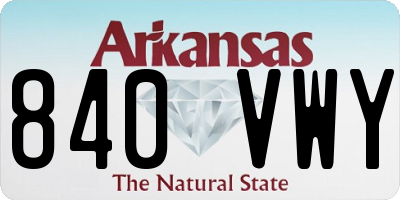 AR license plate 840VWY