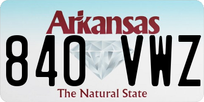 AR license plate 840VWZ