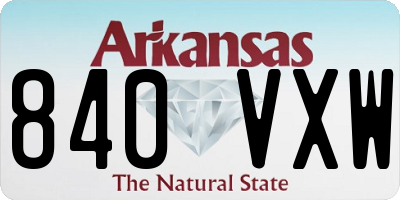 AR license plate 840VXW