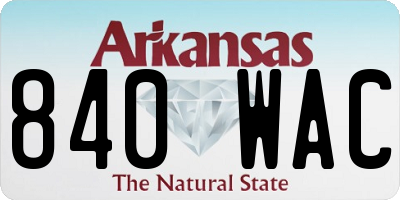 AR license plate 840WAC