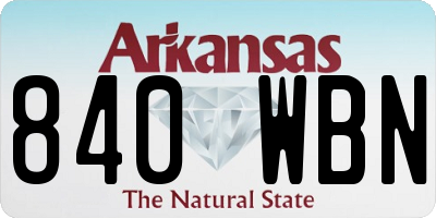 AR license plate 840WBN