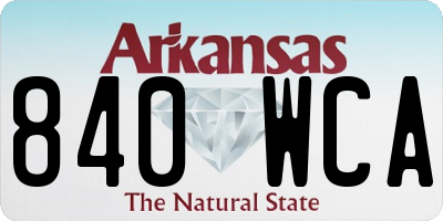 AR license plate 840WCA