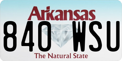AR license plate 840WSU