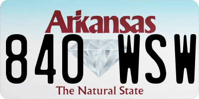 AR license plate 840WSW