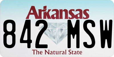 AR license plate 842MSW