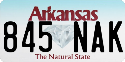AR license plate 845NAK