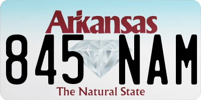 AR license plate 845NAM