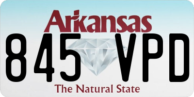 AR license plate 845VPD