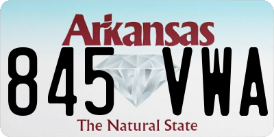AR license plate 845VWA
