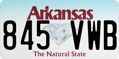AR license plate 845VWB
