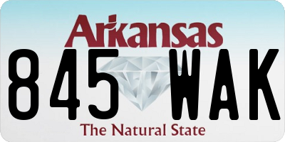 AR license plate 845WAK