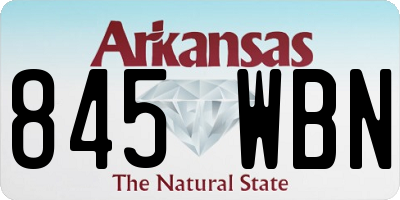 AR license plate 845WBN