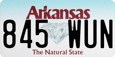 AR license plate 845WUN