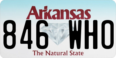 AR license plate 846WHO
