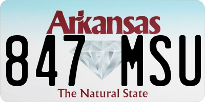 AR license plate 847MSU