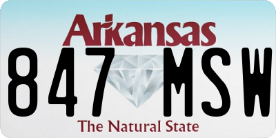 AR license plate 847MSW