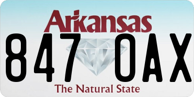 AR license plate 847OAX