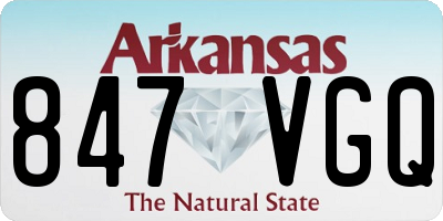 AR license plate 847VGQ
