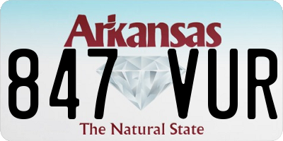 AR license plate 847VUR