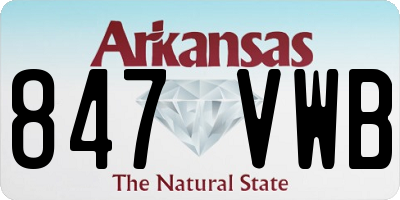 AR license plate 847VWB