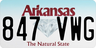 AR license plate 847VWG