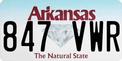 AR license plate 847VWR