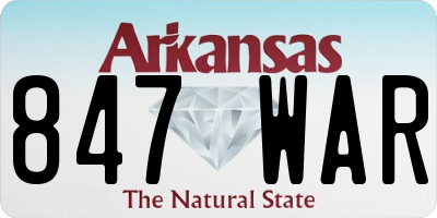 AR license plate 847WAR