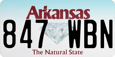 AR license plate 847WBN