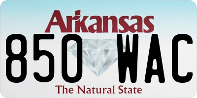 AR license plate 850WAC