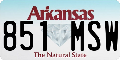 AR license plate 851MSW