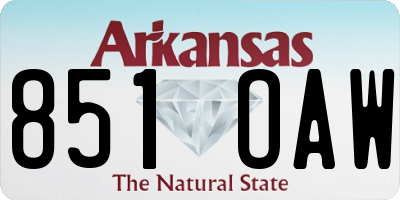 AR license plate 851OAW