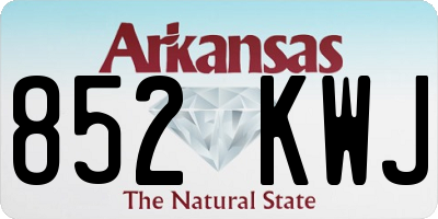 AR license plate 852KWJ