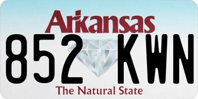 AR license plate 852KWN