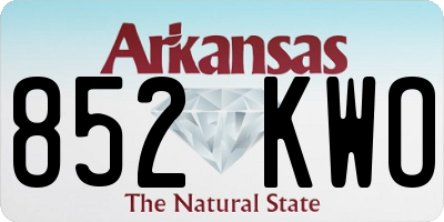 AR license plate 852KWO