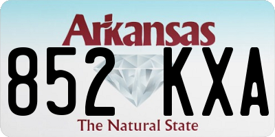 AR license plate 852KXA