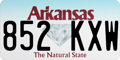 AR license plate 852KXW